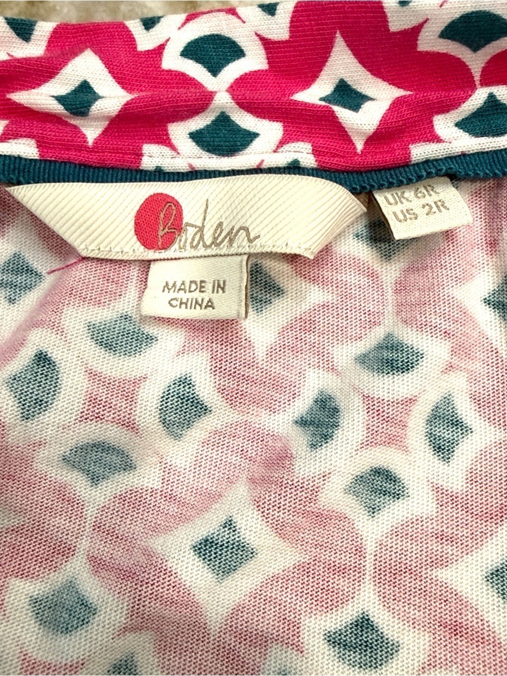 Boden Eden Pink & Green
Geometric Print Sleeveless Jersey Knit Dress Size 2 - Picture 5 of 5